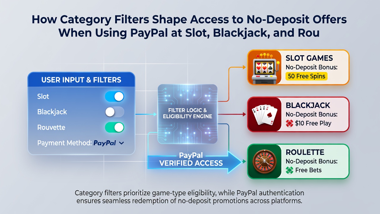 PayPal transaction screen overlaid with category filter settings for blackjack and roulette games